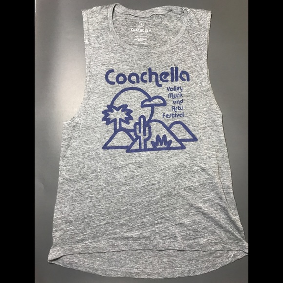 COACHELLA GRAPHIC PRINT TANK TOP GRAY BLUE SMALL - Picture 3 of 8